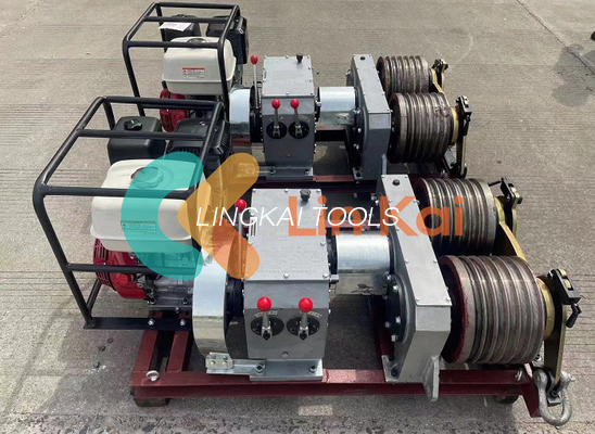 9KW Diesel Or Gasoline Powered 5t Dual Bull Wheel Cable Pulling Winch