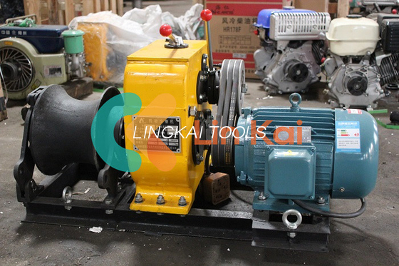 3KW/4KW 4ギア付き 切断可能なドラムベルト駆動ケーブルウィンチ